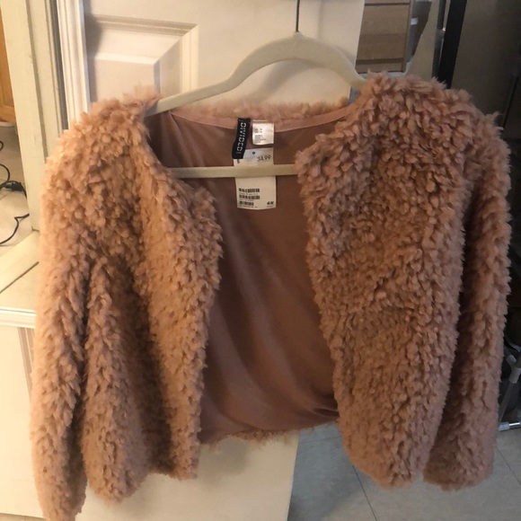 H&M Jackets & Coats Pink Fuzzy Jacket Poshmark